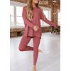 imagePRETTYGARDEN Womens 2 Piece Outfits 2025 Fall Casual Long Sleeve Tunic Tops Legging Pants Matching Lounge Sets SweatsuitsDusty Pink