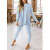 imagePRETTYGARDEN Womens 2 Piece Outfits 2025 Fall Casual Long Sleeve Tunic Tops Legging Pants Matching Lounge Sets SweatsuitsLight Blue