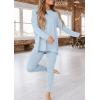 imagePRETTYGARDEN Womens 2 Piece Outfits 2025 Fall Casual Long Sleeve Tunic Tops Legging Pants Matching Lounge Sets SweatsuitsLight Blue