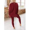 imagePRETTYGARDEN Womens 2 Piece Outfits 2025 Fall Casual Long Sleeve Tunic Tops Legging Pants Matching Lounge Sets SweatsuitsWine Red