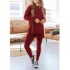 imagePRETTYGARDEN Womens 2 Piece Outfits 2025 Fall Casual Long Sleeve Tunic Tops Legging Pants Matching Lounge Sets SweatsuitsWine Red