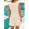 imagePRETTYGARDEN Womens 2 Piece Sets 2025 Summer Trendy Button Down Suit Vest Tops High Waisted Shorts Business Casual OutfitsBeige