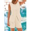 imagePRETTYGARDEN Womens 2 Piece Sets 2025 Summer Trendy Button Down Suit Vest Tops High Waisted Shorts Business Casual OutfitsBeige