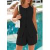 imagePRETTYGARDEN Womens 2 Piece Sets 2025 Summer Trendy Button Down Suit Vest Tops High Waisted Shorts Business Casual OutfitsBlack