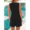 imagePRETTYGARDEN Womens 2 Piece Sets 2025 Summer Trendy Button Down Suit Vest Tops High Waisted Shorts Business Casual OutfitsBlack