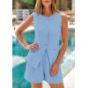 imagePRETTYGARDEN Womens 2 Piece Sets 2025 Summer Trendy Button Down Suit Vest Tops High Waisted Shorts Business Casual OutfitsLight Blue