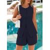 imagePRETTYGARDEN Womens 2 Piece Sets 2025 Summer Trendy Button Down Suit Vest Tops High Waisted Shorts Business Casual OutfitsNavy