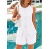 imagePRETTYGARDEN Womens 2 Piece Sets 2025 Summer Trendy Button Down Suit Vest Tops High Waisted Shorts Business Casual OutfitsWhite