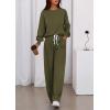 imagePRETTYGARDEN Womens 2 Piece Sets Long Sleeve Sweatshirt Wide Leg Pants Loose Matching Lounge Set Trendy Fall OutfitsArmy Green