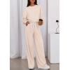 imagePRETTYGARDEN Womens 2 Piece Sets Long Sleeve Sweatshirt Wide Leg Pants Loose Matching Lounge Set Trendy Fall OutfitsBeige