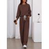 imagePRETTYGARDEN Womens 2 Piece Sets Long Sleeve Sweatshirt Wide Leg Pants Loose Matching Lounge Set Trendy Fall OutfitsBrown