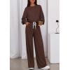 imagePRETTYGARDEN Womens 2 Piece Sets Long Sleeve Sweatshirt Wide Leg Pants Loose Matching Lounge Set Trendy Fall OutfitsBrown