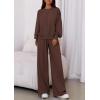 imagePRETTYGARDEN Womens 2 Piece Sets Long Sleeve Sweatshirt Wide Leg Pants Loose Matching Lounge Set Trendy Fall OutfitsBrown