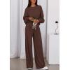 imagePRETTYGARDEN Womens 2 Piece Sets Long Sleeve Sweatshirt Wide Leg Pants Loose Matching Lounge Set Trendy Fall OutfitsBrown