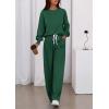 imagePRETTYGARDEN Womens 2 Piece Sets Long Sleeve Sweatshirt Wide Leg Pants Loose Matching Lounge Set Trendy Fall OutfitsDark Green