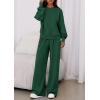 imagePRETTYGARDEN Womens 2 Piece Sets Long Sleeve Sweatshirt Wide Leg Pants Loose Matching Lounge Set Trendy Fall OutfitsDark Green