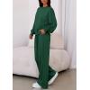 imagePRETTYGARDEN Womens 2 Piece Sets Long Sleeve Sweatshirt Wide Leg Pants Loose Matching Lounge Set Trendy Fall OutfitsDark Green