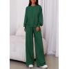 imagePRETTYGARDEN Womens 2 Piece Sets Long Sleeve Sweatshirt Wide Leg Pants Loose Matching Lounge Set Trendy Fall OutfitsDark Green
