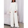 imagePRETTYGARDEN Womens 2 Piece Sets Long Sleeve Sweatshirt Wide Leg Pants Loose Matching Lounge Set Trendy Fall OutfitsWhite