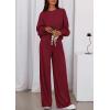 imagePRETTYGARDEN Womens 2 Piece Sets Long Sleeve Sweatshirt Wide Leg Pants Loose Matching Lounge Set Trendy Fall OutfitsWine Red