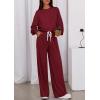 imagePRETTYGARDEN Womens 2 Piece Sets Long Sleeve Sweatshirt Wide Leg Pants Loose Matching Lounge Set Trendy Fall OutfitsWine Red