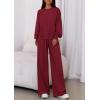imagePRETTYGARDEN Womens 2 Piece Sets Long Sleeve Sweatshirt Wide Leg Pants Loose Matching Lounge Set Trendy Fall OutfitsWine Red