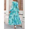 imagePRETTYGARDEN Womens 2025 Fall Boho Maxi Dresses Floral Long Sleeve V Neck Flowy Elegant Wedding Guest Dress Vacation OutfitsBlue