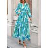 imagePRETTYGARDEN Womens 2025 Fall Boho Maxi Dresses Floral Long Sleeve V Neck Flowy Elegant Wedding Guest Dress Vacation OutfitsBlue