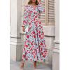 imagePRETTYGARDEN Womens 2025 Fall Boho Maxi Dresses Floral Long Sleeve V Neck Flowy Elegant Wedding Guest Dress Vacation OutfitsFloral Blue Red