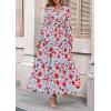 imagePRETTYGARDEN Womens 2025 Fall Boho Maxi Dresses Floral Long Sleeve V Neck Flowy Elegant Wedding Guest Dress Vacation OutfitsFloral Blue Red