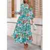 imagePRETTYGARDEN Womens 2025 Fall Boho Maxi Dresses Floral Long Sleeve V Neck Flowy Elegant Wedding Guest Dress Vacation OutfitsFloral Green Orange