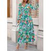 imagePRETTYGARDEN Womens 2025 Fall Boho Maxi Dresses Floral Long Sleeve V Neck Flowy Elegant Wedding Guest Dress Vacation OutfitsFloral Green Orange