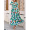 imagePRETTYGARDEN Womens 2025 Fall Boho Maxi Dresses Floral Long Sleeve V Neck Flowy Elegant Wedding Guest Dress Vacation OutfitsFloral Green Orange