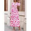 imagePRETTYGARDEN Womens 2025 Fall Boho Maxi Dresses Floral Long Sleeve V Neck Flowy Elegant Wedding Guest Dress Vacation OutfitsFloral White Rose Red