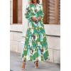 imagePRETTYGARDEN Womens 2025 Fall Boho Maxi Dresses Floral Long Sleeve V Neck Flowy Elegant Wedding Guest Dress Vacation OutfitsGreen