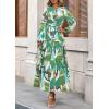 imagePRETTYGARDEN Womens 2025 Fall Boho Maxi Dresses Floral Long Sleeve V Neck Flowy Elegant Wedding Guest Dress Vacation OutfitsGreen