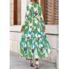 imagePRETTYGARDEN Womens 2025 Fall Boho Maxi Dresses Floral Long Sleeve V Neck Flowy Elegant Wedding Guest Dress Vacation OutfitsGreen