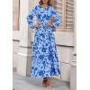 imagePRETTYGARDEN Womens 2025 Fall Boho Maxi Dresses Floral Long Sleeve V Neck Flowy Elegant Wedding Guest Dress Vacation OutfitsSky Blue