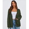 imagePRETTYGARDEN Womens 2025 Fall Cardigan Sweaters Long Sleeve Open Front Button Up V Neck Knit Winter Fashion ClothesArmy Green