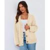 imagePRETTYGARDEN Womens 2025 Fall Cardigan Sweaters Long Sleeve Open Front Button Up V Neck Knit Winter Fashion ClothesBeige