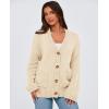 imagePRETTYGARDEN Womens 2025 Fall Cardigan Sweaters Long Sleeve Open Front Button Up V Neck Knit Winter Fashion ClothesBeige