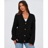 imagePRETTYGARDEN Womens 2025 Fall Cardigan Sweaters Long Sleeve Open Front Button Up V Neck Knit Winter Fashion ClothesBlack