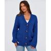 imagePRETTYGARDEN Womens 2025 Fall Cardigan Sweaters Long Sleeve Open Front Button Up V Neck Knit Winter Fashion ClothesBright Blue