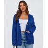 imagePRETTYGARDEN Womens 2025 Fall Cardigan Sweaters Long Sleeve Open Front Button Up V Neck Knit Winter Fashion ClothesBright Blue