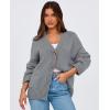 imagePRETTYGARDEN Womens 2025 Fall Cardigan Sweaters Long Sleeve Open Front Button Up V Neck Knit Winter Fashion ClothesGrey