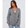 imagePRETTYGARDEN Womens 2025 Fall Cardigan Sweaters Long Sleeve Open Front Button Up V Neck Knit Winter Fashion ClothesGrey