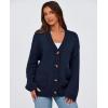 imagePRETTYGARDEN Womens 2025 Fall Cardigan Sweaters Long Sleeve Open Front Button Up V Neck Knit Winter Fashion ClothesNavy