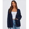 imagePRETTYGARDEN Womens 2025 Fall Cardigan Sweaters Long Sleeve Open Front Button Up V Neck Knit Winter Fashion ClothesNavy