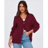 imagePRETTYGARDEN Womens 2025 Fall Cardigan Sweaters Long Sleeve Open Front Button Up V Neck Knit Winter Fashion ClothesWine Red