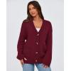 imagePRETTYGARDEN Womens 2025 Fall Cardigan Sweaters Long Sleeve Open Front Button Up V Neck Knit Winter Fashion ClothesWine Red